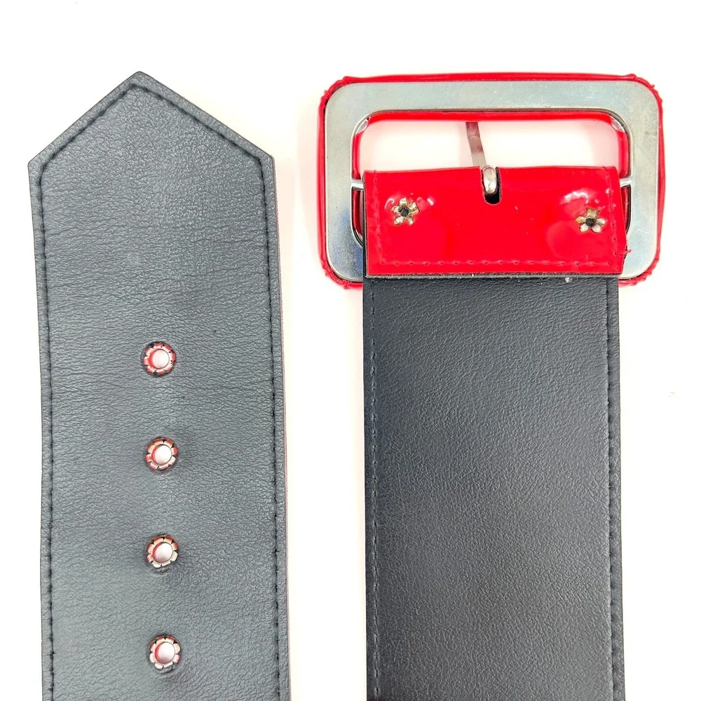 Womens Wide Belt XS S Red Patent Wide Cinch Statement Mod Retro Pinup Glossy 80s
